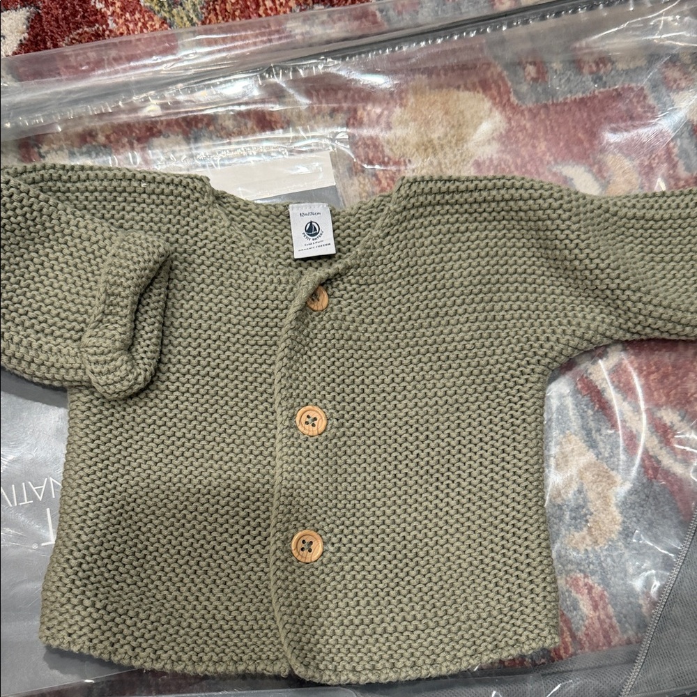 Green Knit Baby Cardigan